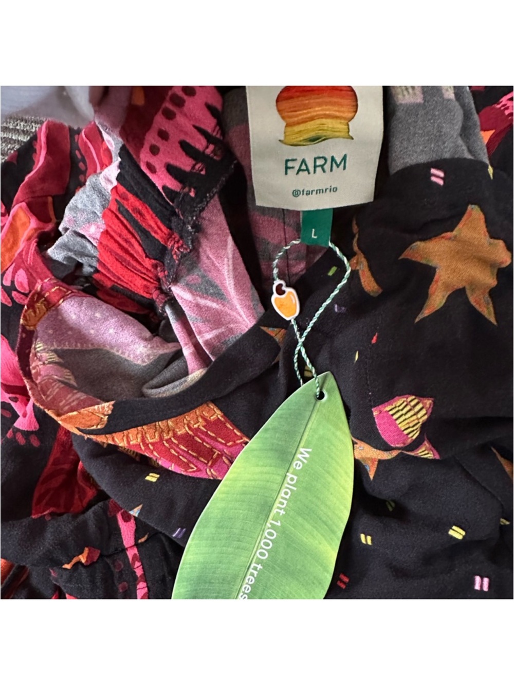 FARM RIO MIXED BLACK PRINTS MAXI DRESS SIZE L - Picture 4 of 4